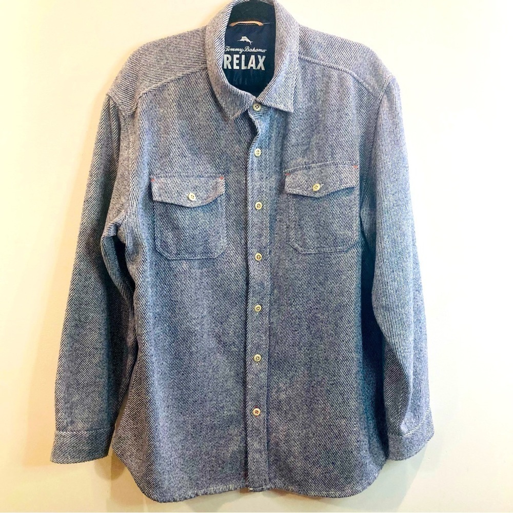 TOMMY BAHAMA RELAX Sz XL Thick Slightly Oversized Button Up Pocket Shirt Jacket